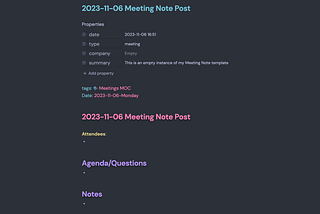 Obsidian Meeting Note TemplateBy Dann Berg