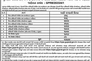 Gujarat Police Bharti 2024 for 12472 PSI, Constable and Jail Sepoy Posts (OJAS) (Reopen)