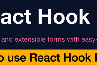 How to use react hook form