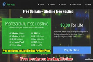Profreehost free hosting for WordPress lifetime