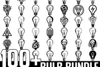 100+ Light Bulb SVG Bundle, Instant Digital Download, PNG, SVG Cut Files