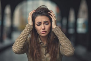 A business woman stressed , unhappy sad