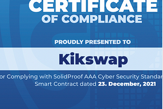 Kikswap.com $KIK token excellently passed SolidProof Smart Contract audit