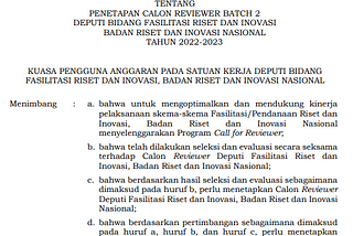 Menjadi Calon Reviewer Badan Riset dan Inovasi Nasional