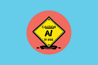 A vector graphic generated using AI of a sign that looks like a wet floor sign but reads Caution: AI in use.