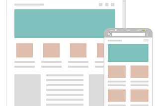 two wireframes for a digital design; one for desktop and the other for mobile devices