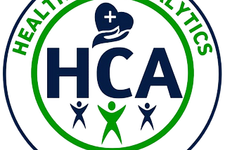 A circle, in it is H,C,A written, with health logo at the top and three distinct logo that represents happy people below.