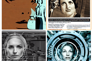 Beneath the Gaze of the Machine How Are Women Faring? images of women’s faces and machines, generated by Stable Diffusion
