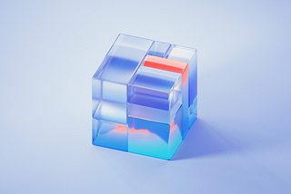 A 3-dimensional glass cube.