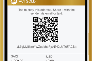ACI GOLD Token Digital Wallet