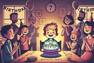 A boy’s family included in the birthday party scene