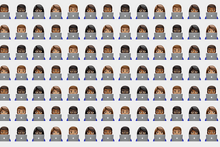 A collection of Emoji characters on their macbook computers — imitating a Zoom workshop.