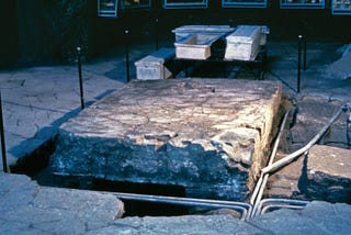 The giant glass slab at Beth She’arim