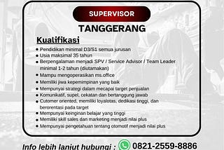 Lowongan Kerja Supervisor di Labuan Bajo, Lowongan Kerja Supervisor di Cikarang, Lowongan Kerja Supervisor di Surabaya, Lowongan Supervisor Cikarang Januari 2024, Lowongan Supervisor Surabaya Januari 2024, Lowongan Supervisor Labuan Bajo Januari 2024, Cari Lowongan Supervisor Cikarang, Cari Lowongan Supervisor Surabaya, Cari Lowongan Supervisor Labuan Bajo, Lowongan Kerja Level Supervisor Cikarang