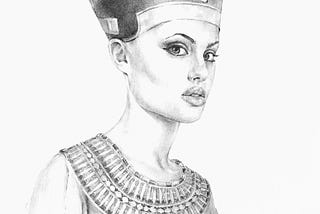 Inspired by Angelina Jolie art: Nefertiti (drawing: pencil, coal, chalk, paper).