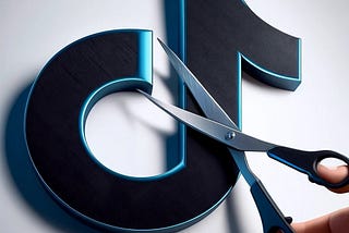 IMAGE: The TikTok logo being cut into two by sharp scissors