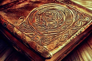 Image of an old and thick book on a table