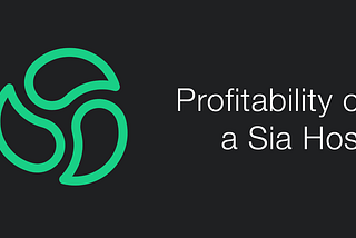 Profitability of a Sia Host