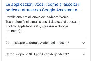 La visualizzazione del rich snippet della pagina FAQ in SERP