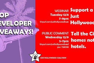 This Wednesday, Stop Developer Giveways, Support a Just Hollywood