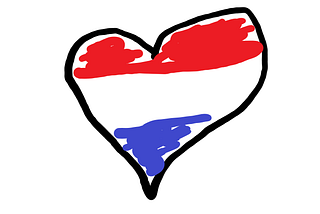 The flag of the Netherlands inside a heart; the logo of ESC 2021