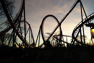 A shadow lit, multi-loop rollercoaster