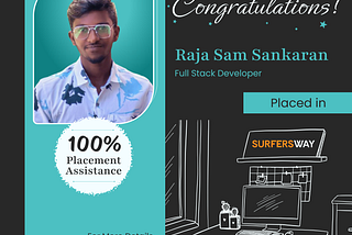 Student Success Story: Raja Sam Sankaran Placed as Full Stack Developer at SurfersWay