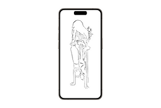 A pen-drawn rendition of the Oracle, taken from John Collier’s Priestess of Delphi, on a smartphone screen.