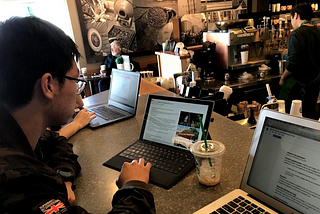 Taking one of our early-stage initiatives to the street at a busy coffee shop for feedback