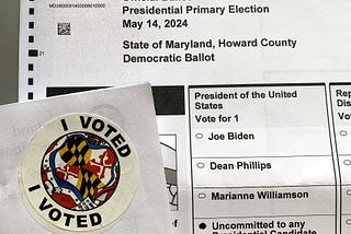 ‘Uncommitted’ on my 2024 Maryland Primary ballot (Photo by the author, May 2024).