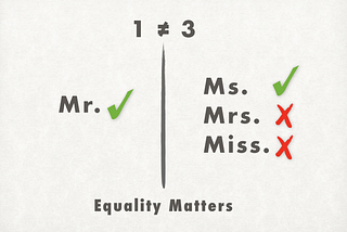Mr. and Ms., Mrs., Miss. Wait! Whaat? Let’s make titles equal.