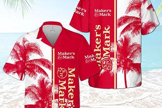 Makers Mark Palm Tree All Over Print 3D Aloha Summer Beach Hawaiian Shirt White Red