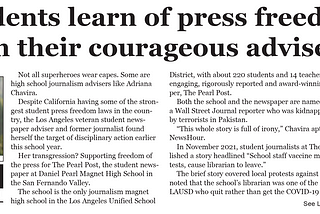 Students learn of press freedom from their courageous adviser