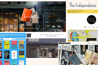 A collage of images from bookshop competitor websites.