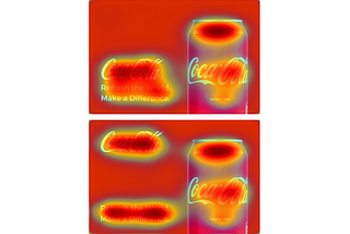 Example of expoze.io heatmaps on two variations of a coca cola ad