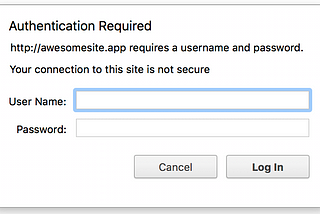 Screenshot of HTTP Basic Auth in action