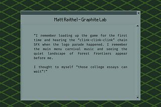 Chris Sawyer Q&A With Game Developers Part 1 — Matt Raithel