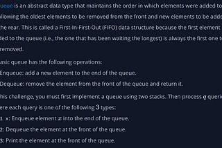 Hackerrank Queue Using Two Stacks