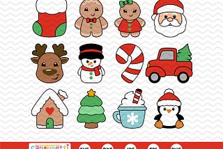 Cute Christmas Clipart, Cute Christmas SVG Bundle