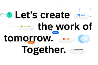 Image concept with “let’s create the work of tomorrow. Together” written on it.