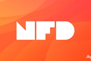 NFD logo on stylized orange background