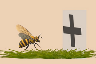 How do you read this picture? An ant crwaling towards the cross or something else?