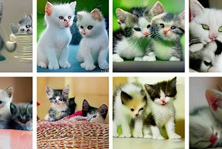 Images of kittens that was generated by an AI system.