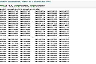 Computing Dissimilarity Scores on Long Time Use Sequences: Distributed Arrays in Julia