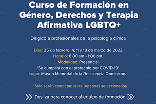 CURSO DE FORMACIÓN PARA PROFESIONALES DE LA PSICOLOGÍA CLÍNICA EN GÉNERO, DERECHOS Y TERAPIA…