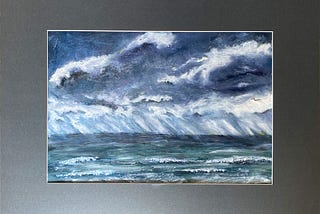 Stormy seascape in mixed media