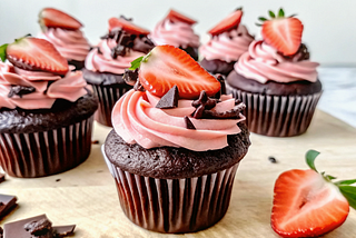 Romantic Chocolate and Strawberry Cupcakes