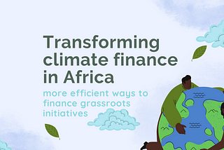 Transforming climate finance in Africa: more efficient ways to finance grassroots initiatives