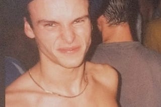 Rich off his tits in Shelleys Lazerdrome Stoke circa 1990