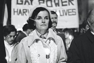 Dianne Feinstein marching with mourners on the anniversary of Moscone and Milk’s assassination